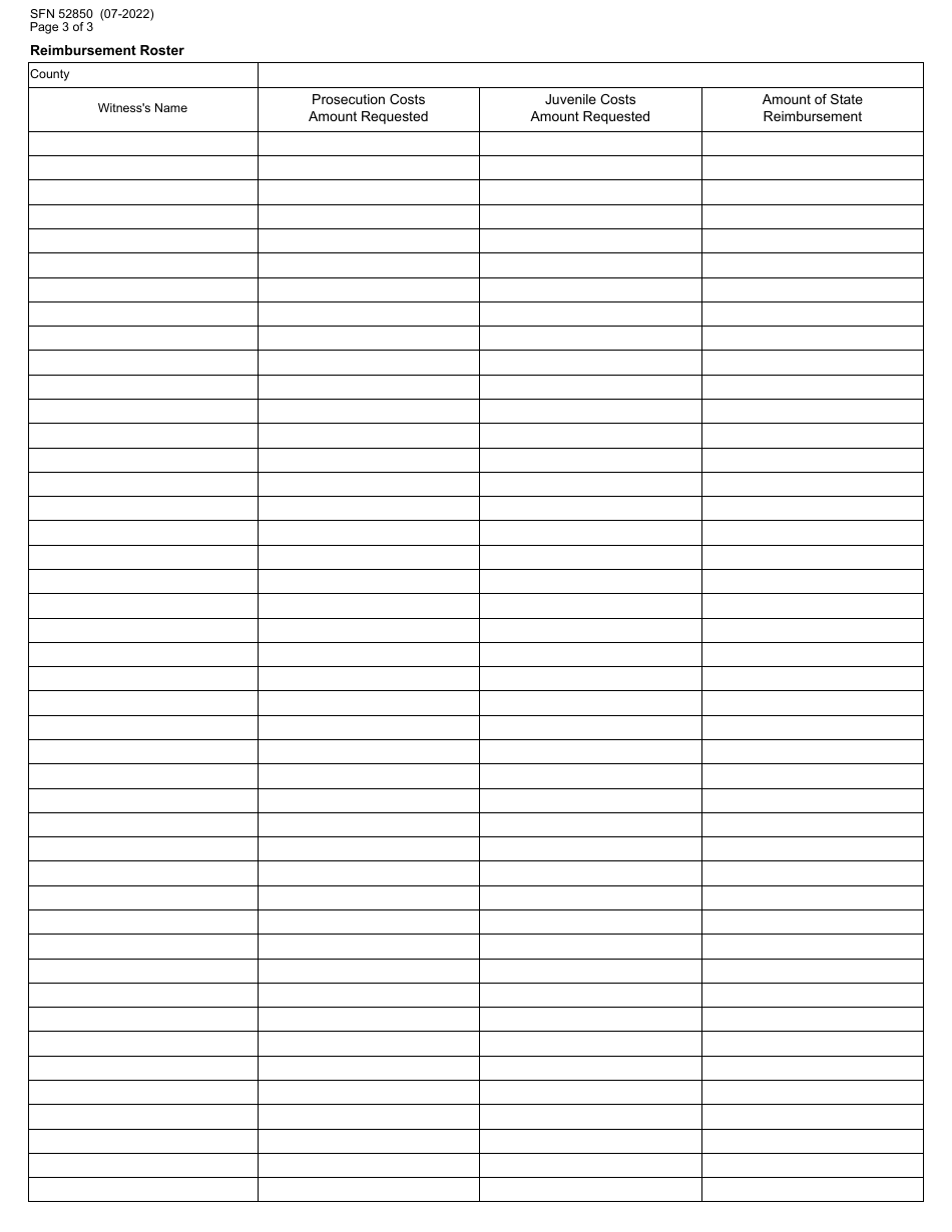 Form SFN52850 Witness Fee Reimbursement Request - North Dakota, Page 3