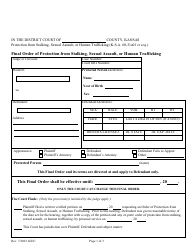 Final Order of Protection From Stalking, Sexual Assault, or Human Trafficking - Kansas