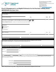 Document preview: Proof of Engagement in an Eligible Profession for the Purchase of Body Armor Individual Purchase Form - New York
