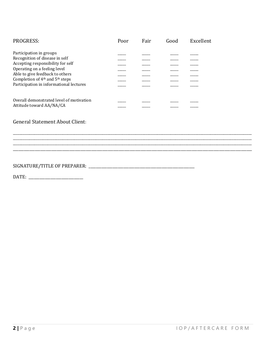 Mississippi Aftercare/Intensive Outpatient Report Download Printable ...