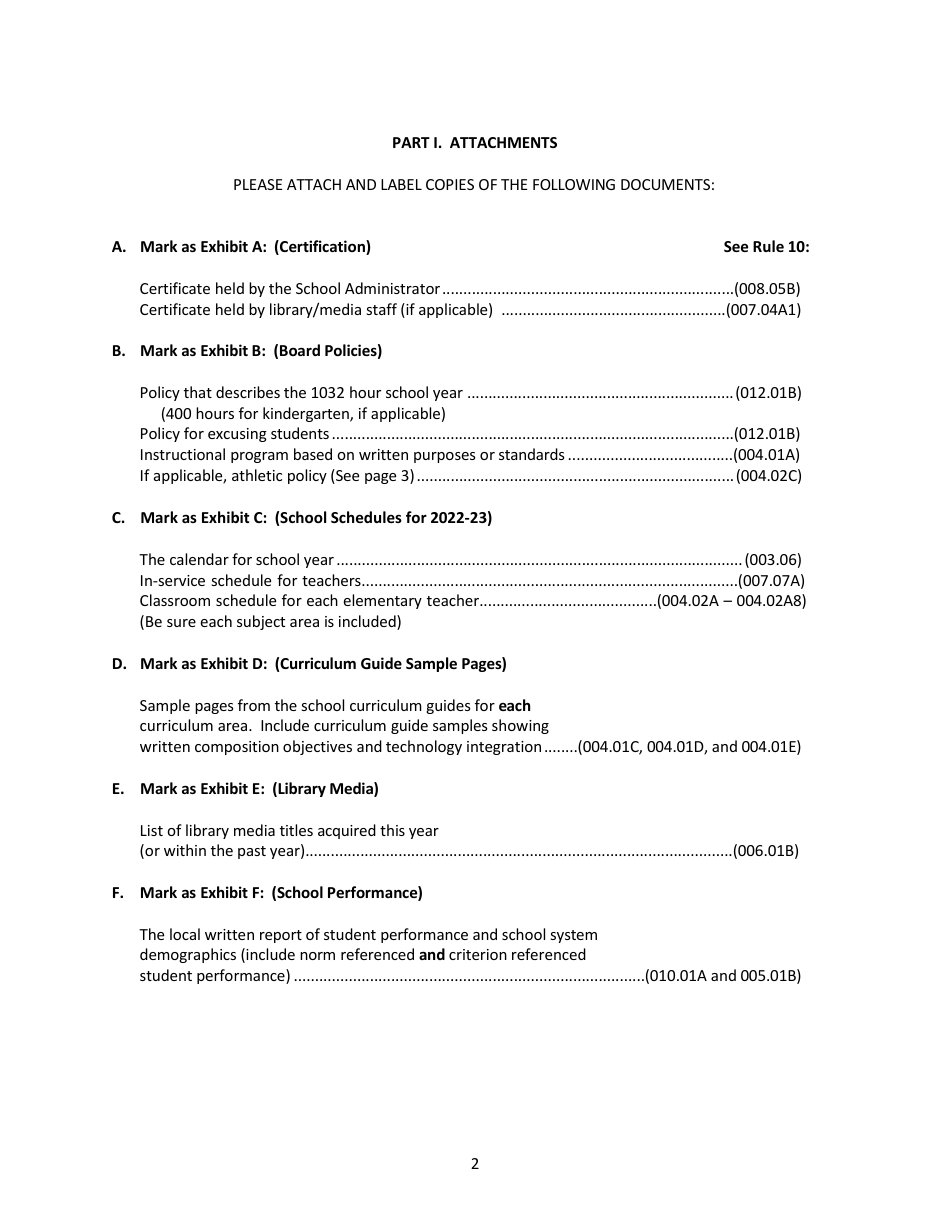Documentation Report for Approved Nonpublic Elementary Schools - Nebraska, Page 2