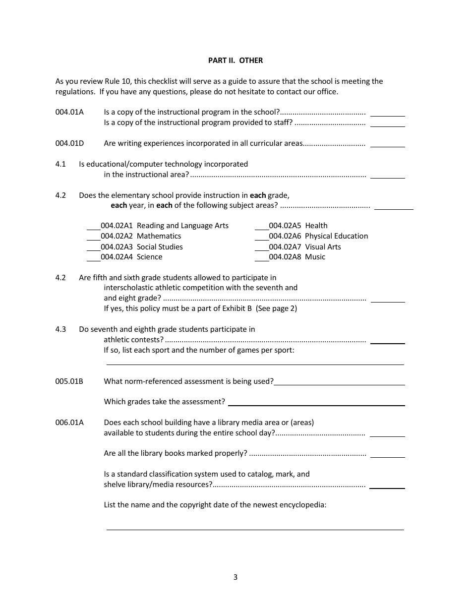 Documentation Report for Approved Nonpublic Elementary Schools - Nebraska, Page 3