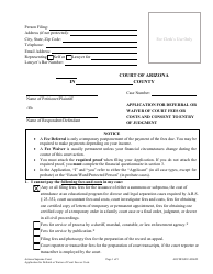 Form AOCDFGF1F Application for Deferral or Waiver of Court Fees or Costs and Consent to Entry of Judgment - Arizona