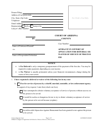 Form AOCDFGF3F Affidavit in Support of Application for Deferral or Waiver of Service of Process Fee - Arizona