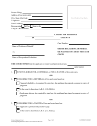 Document preview: Form AOCDFGF2F Order Regarding Deferral or Waiver of Court Fees and Costs - Arizona