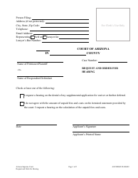 Form AOCDFGF12F Request and Order for Hearing - Arizona