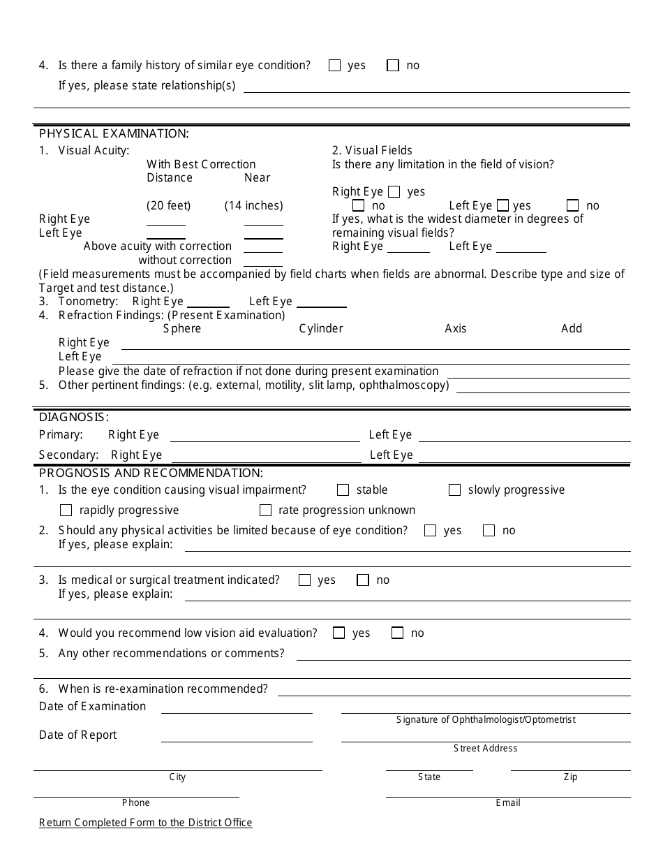 DDU Form 901 Report of Eye Examination - Authorization for Release of Medical Information - New Hampshire, Page 2