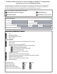 Document preview: Mobility Determination for Non-emergency Medical Transportation Universal Form for All Medicaid Plans - New Hampshire