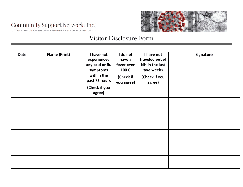 Csni Covid Visitor Disclosure Form - New Hampshire