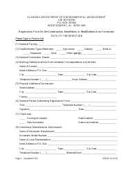 ADEM Form 52 Registration Form for the Construction, Installation, or Modification of an Incinerator - Alabama, Page 2