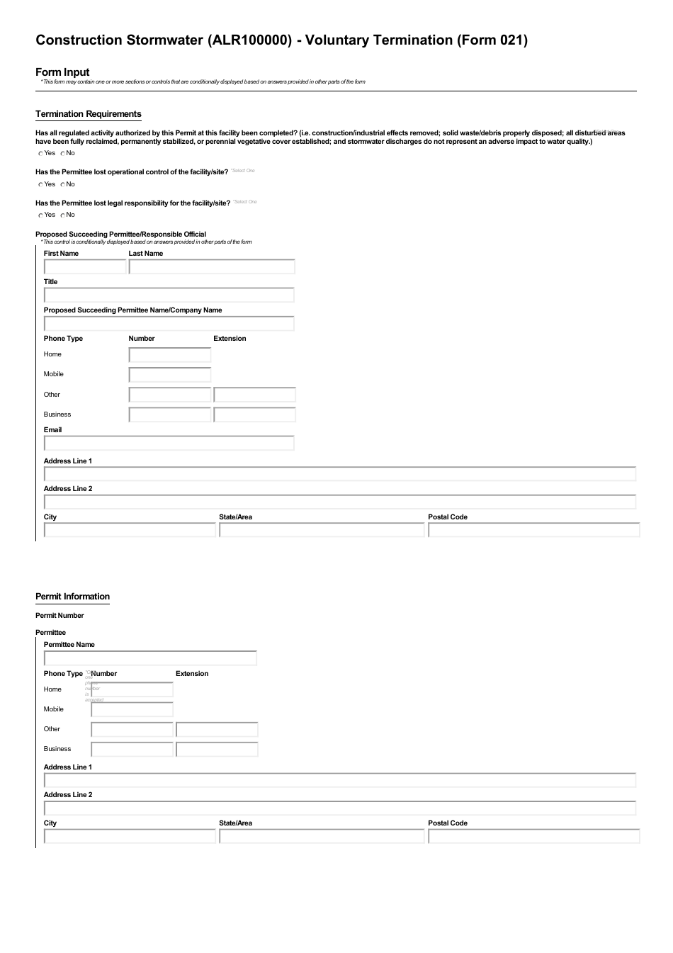 ADEM Form 021 Notice of Termination - Npdes General Permit Number Alr100000 - Alabama, Page 3