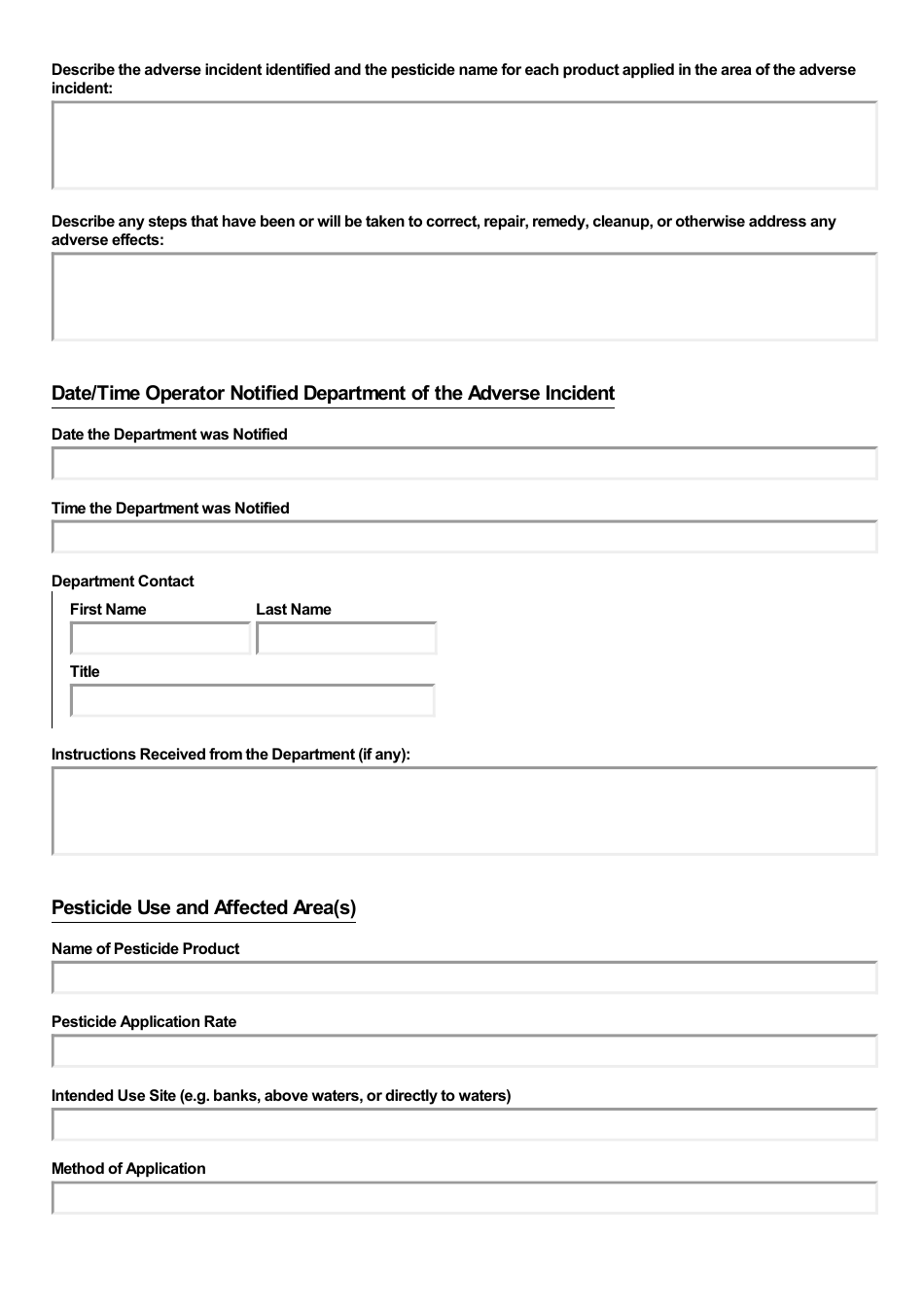 ADEM Form 029 Npdes Pesticide Adverse Incident Report - Alabama, Page 6