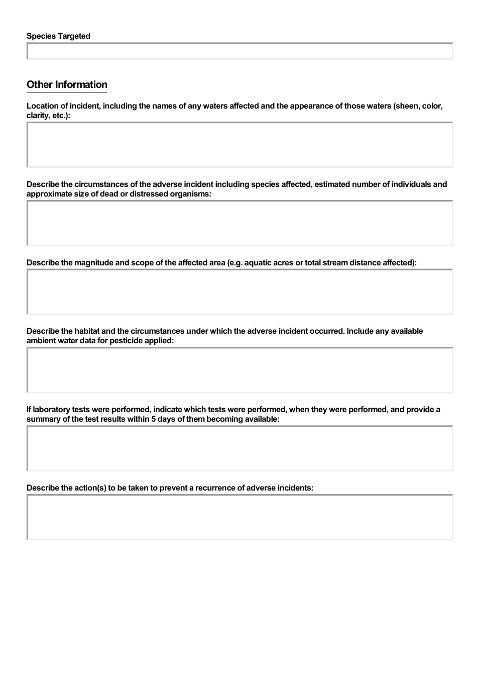 ADEM Form 029 Npdes Pesticide Adverse Incident Report - Alabama, Page 7