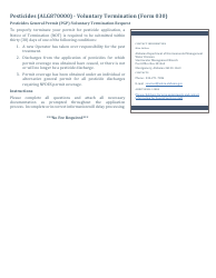 ADEM Form 030 Notice of Termination - Npdes General Permit Number Alg870000 - Alabama, Page 2