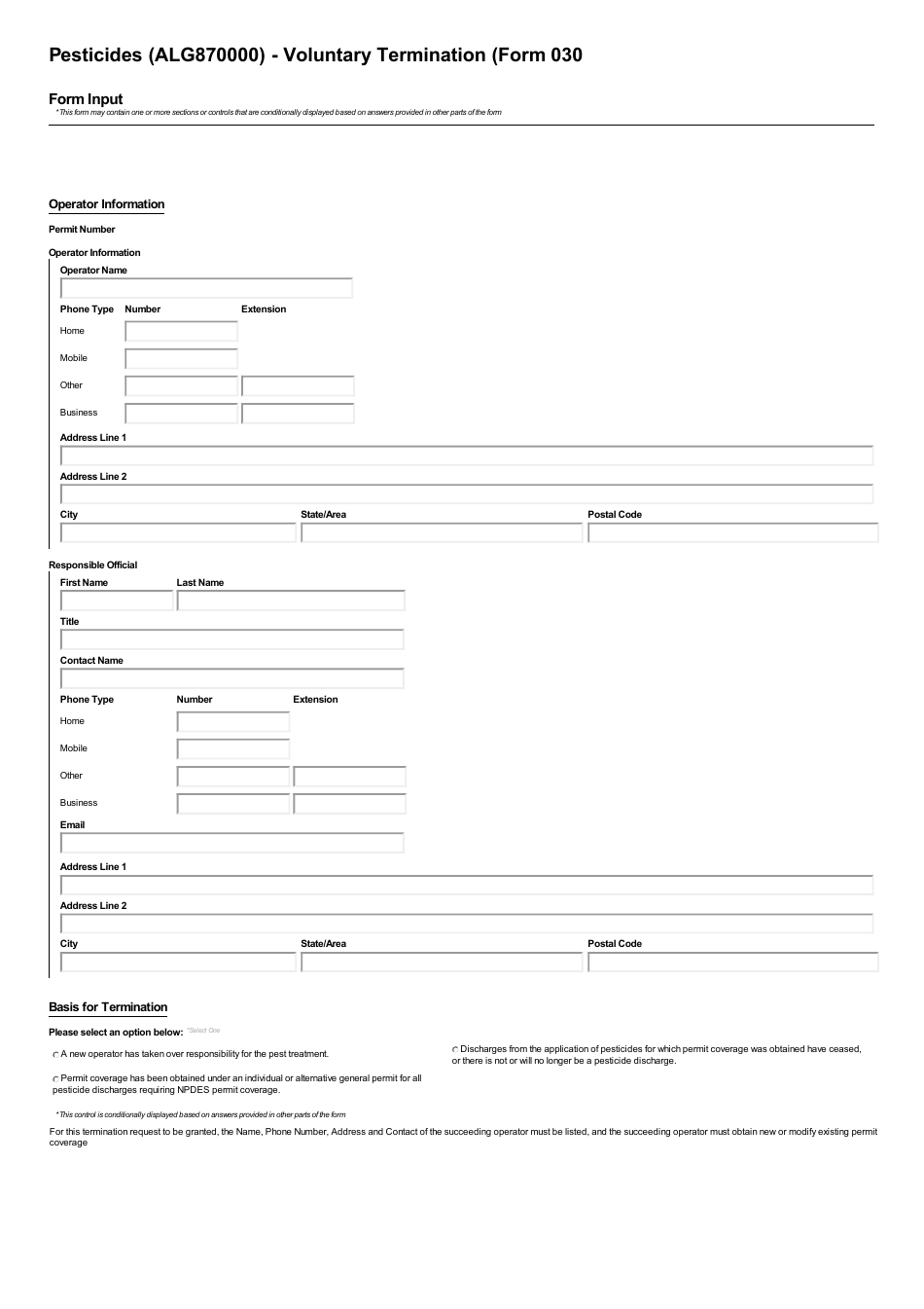 ADEM Form 030 Notice of Termination - Npdes General Permit Number Alg870000 - Alabama, Page 3