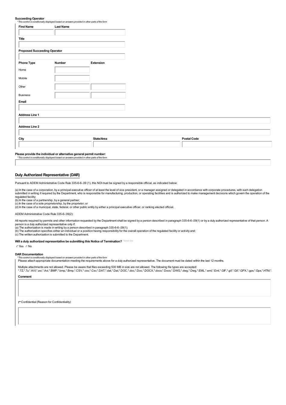 ADEM Form 030 Notice of Termination - Npdes General Permit Number Alg870000 - Alabama, Page 4