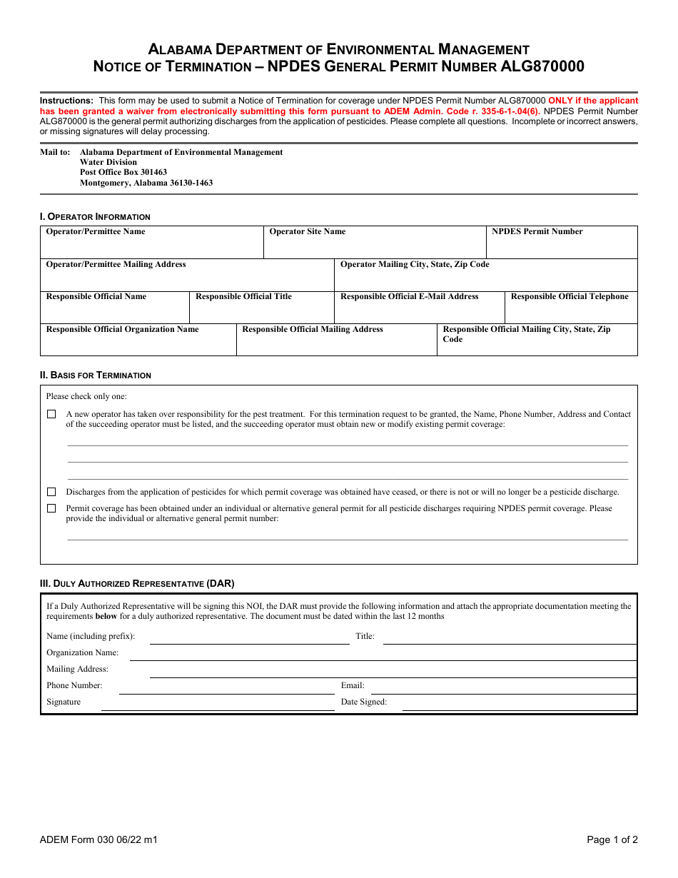 Adem Form 030 Fill Out Sign Online And Download Printable Pdf Alabama Templateroller 7501