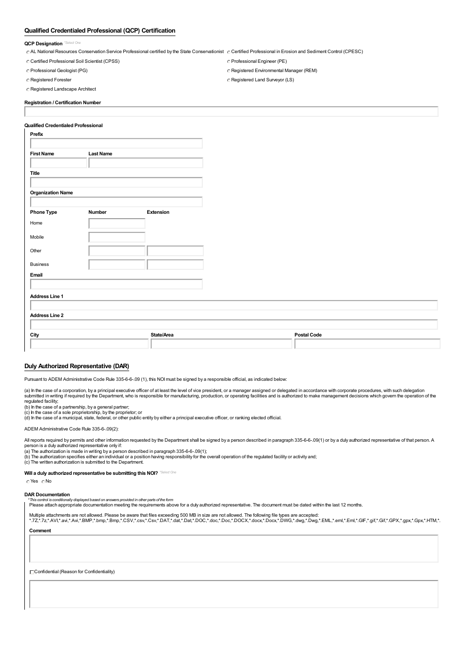 ADEM Form 024 Notice of Intent - Npdes General Permit Number Alr100000 (Construction Stormwater) - Alabama, Page 9