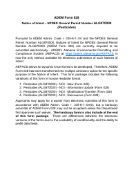 Document preview: ADEM Form 028 Notice of Intent - Npdes General Permit Number Alg870000 (Pesticides) - Alabama