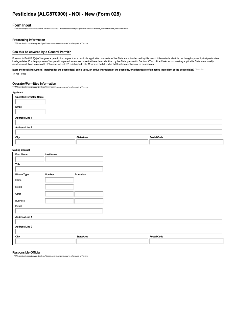 ADEM Form 028 Notice of Intent - Npdes General Permit Number Alg870000 (Pesticides) - Alabama, Page 3