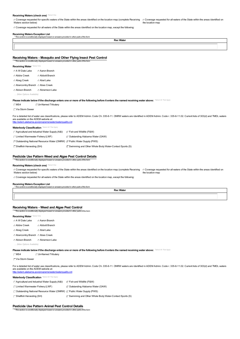 ADEM Form 028 Notice of Intent - Npdes General Permit Number Alg870000 (Pesticides) - Alabama, Page 6