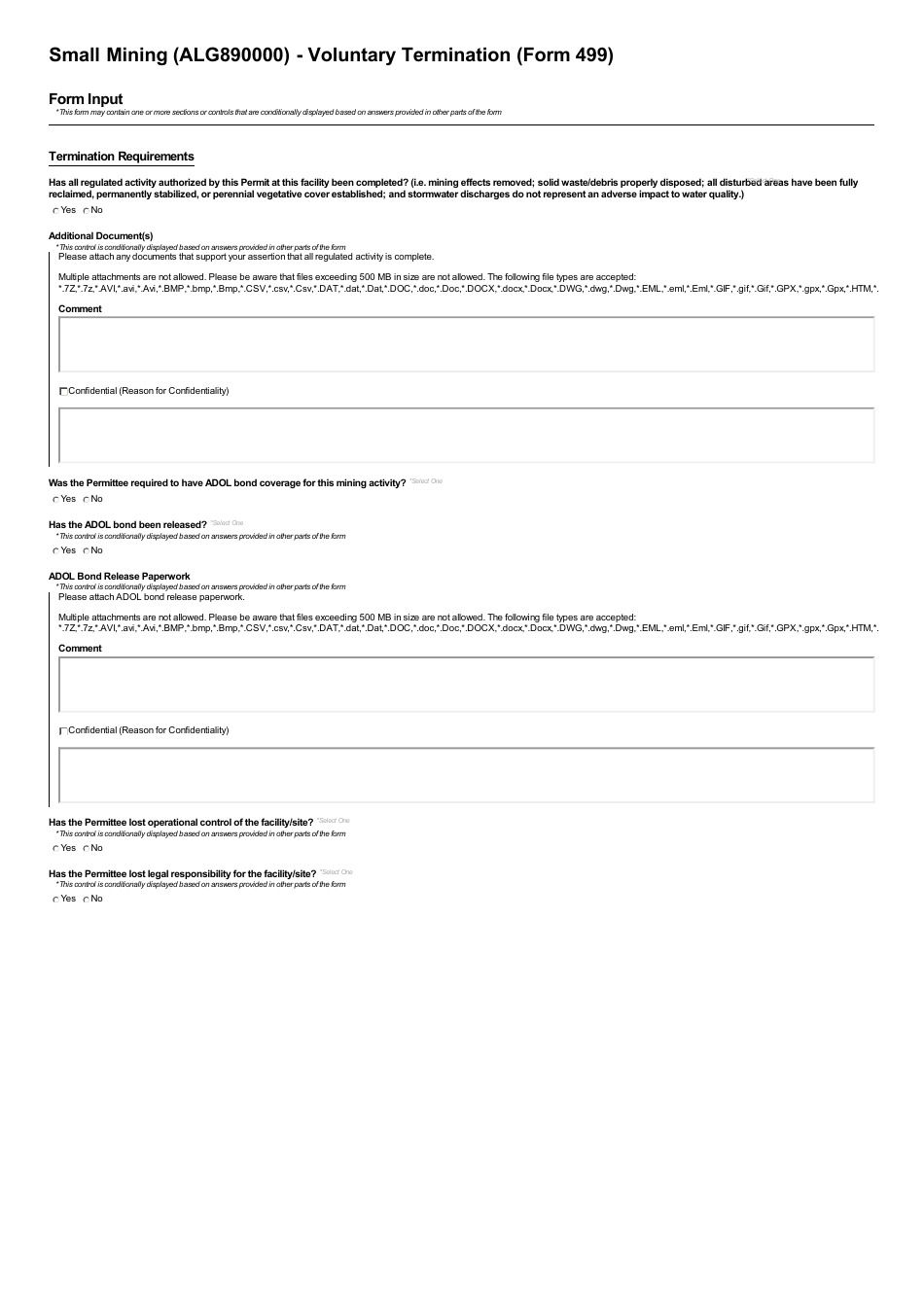 ADEM Form 499 Notice of Termination - Npdes General Permit Number Alg890000 - Alabama, Page 3
