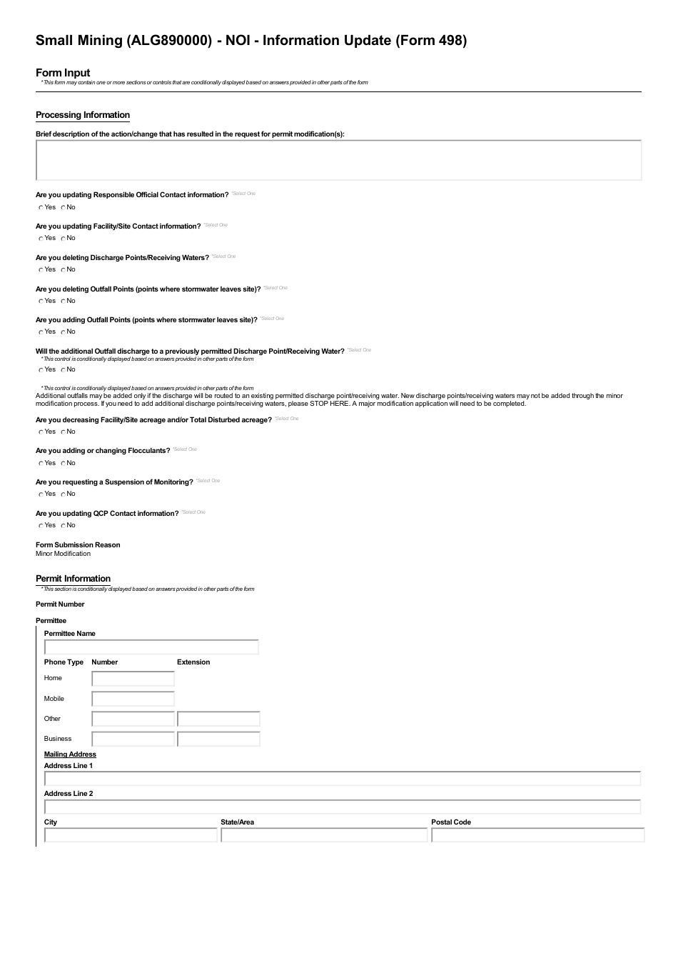 ADEM Form 498 Notice of Intent - Npdes General Permit Number Alg890000 - Alabama, Page 11