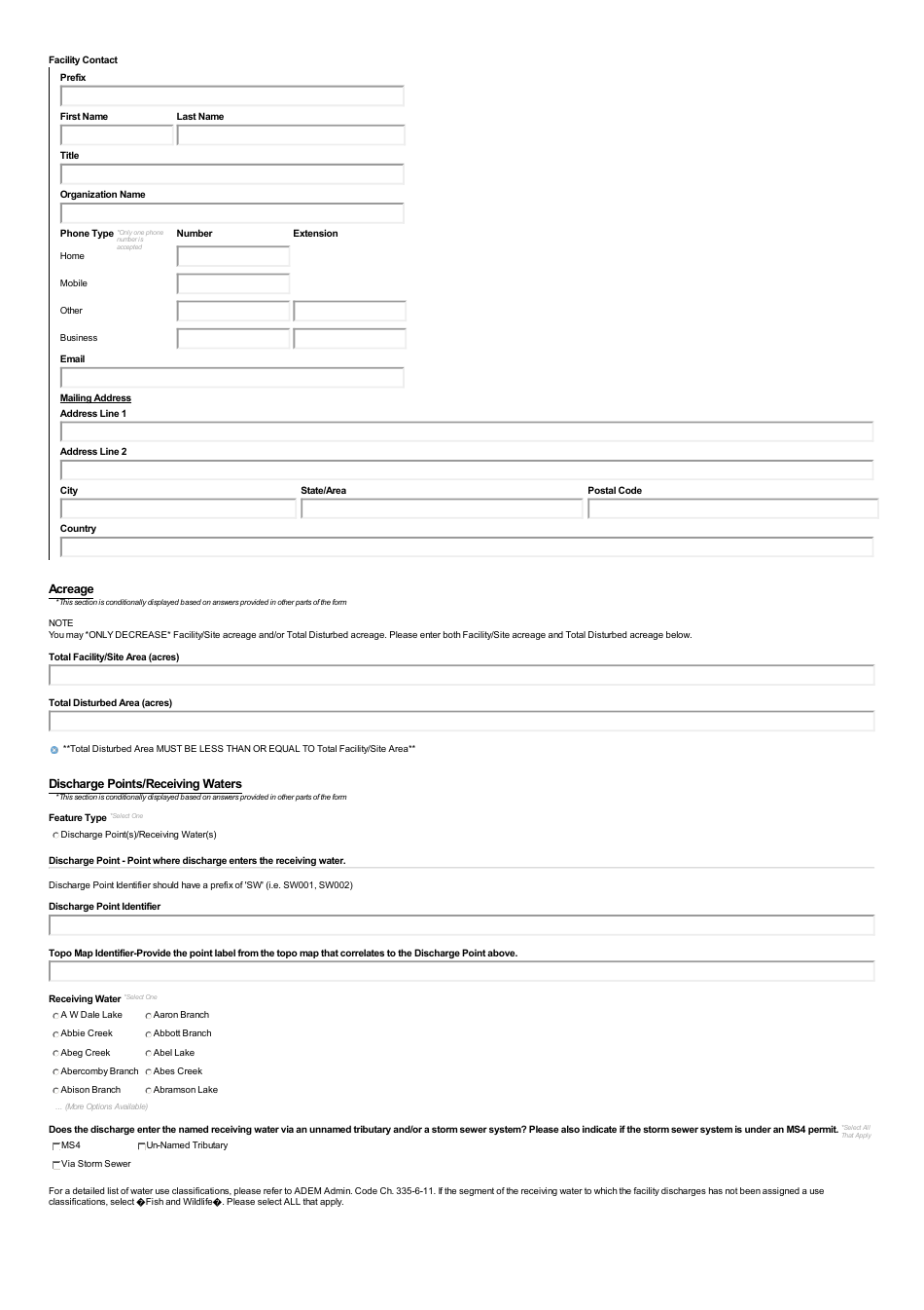 ADEM Form 498 Notice of Intent - Npdes General Permit Number Alg890000 - Alabama, Page 14