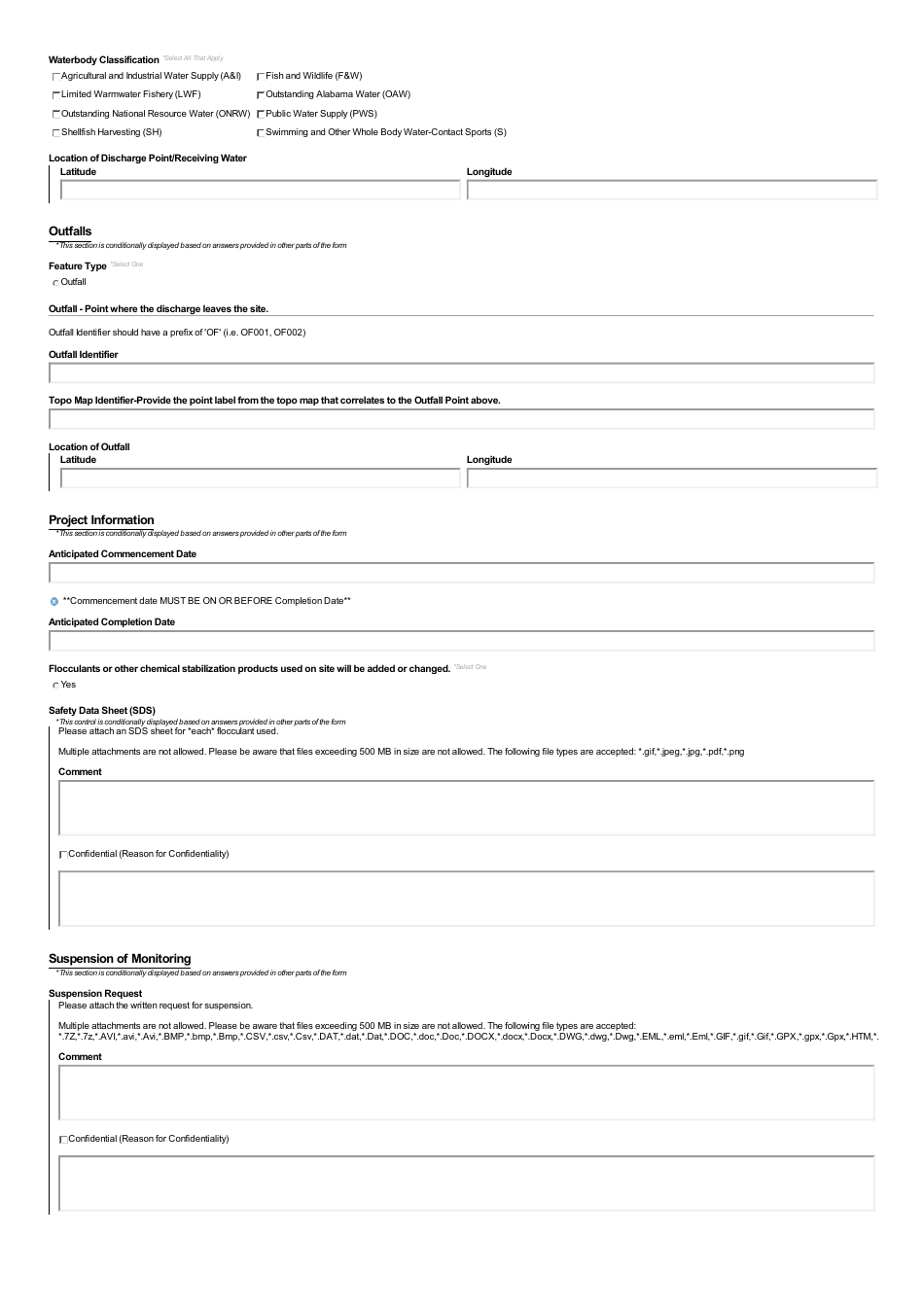 ADEM Form 498 Notice of Intent - Npdes General Permit Number Alg890000 - Alabama, Page 15