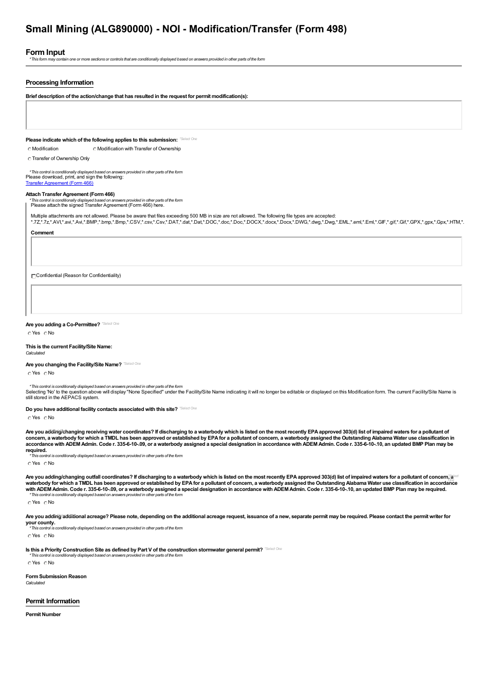 ADEM Form 498 Notice of Intent - Npdes General Permit Number Alg890000 - Alabama, Page 20