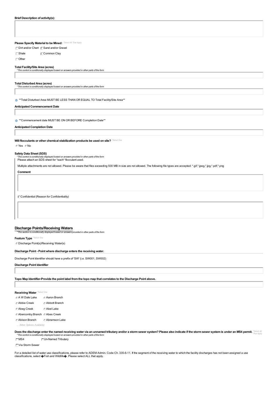 ADEM Form 498 Notice of Intent - Npdes General Permit Number Alg890000 - Alabama, Page 24