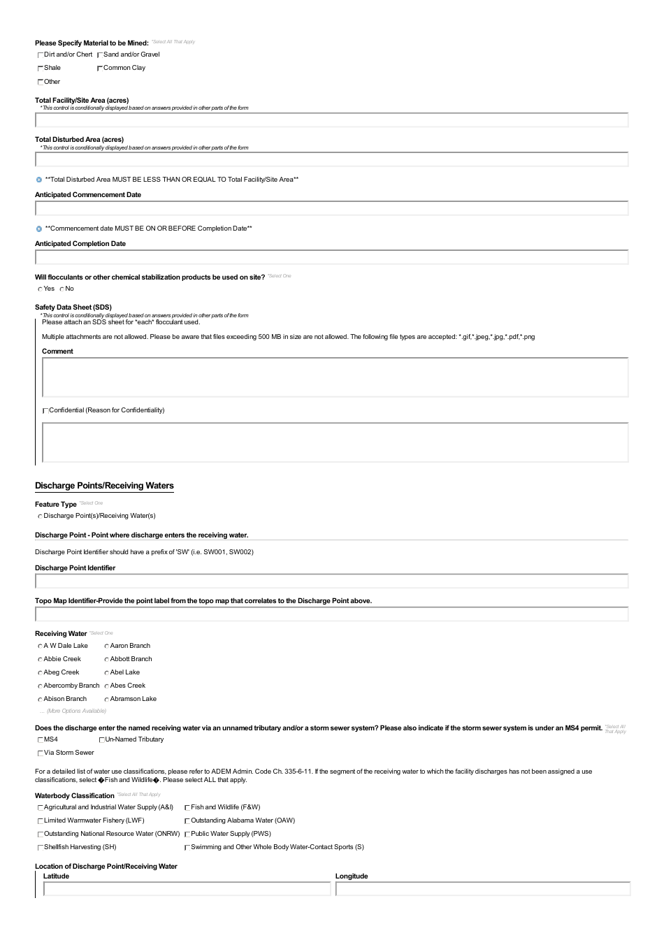 ADEM Form 498 Notice of Intent - Npdes General Permit Number Alg890000 - Alabama, Page 33