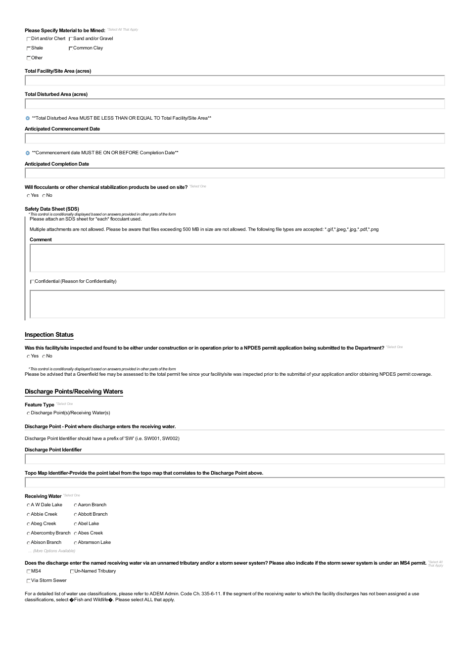ADEM Form 498 Notice of Intent - Npdes General Permit Number Alg890000 - Alabama, Page 6