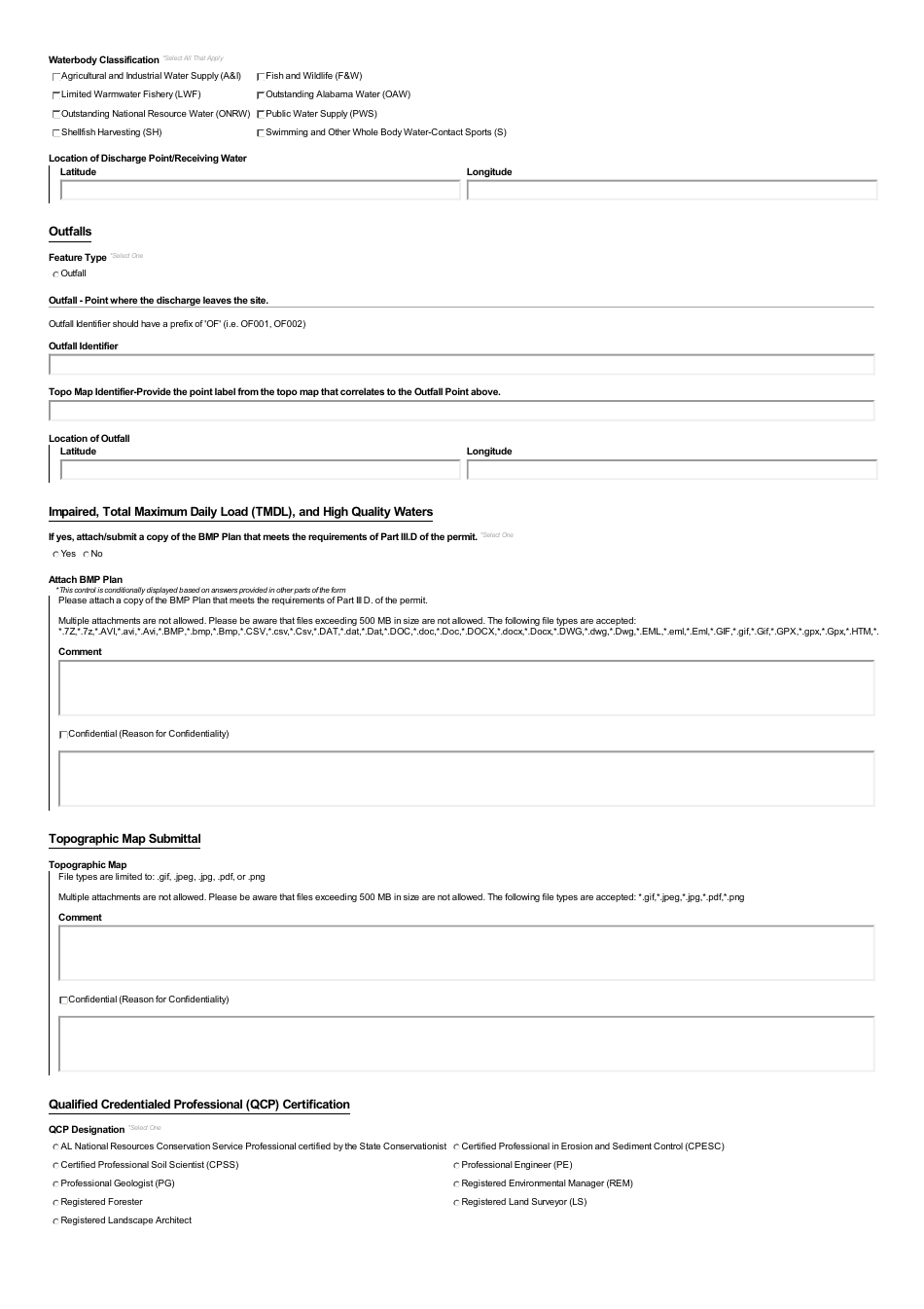 ADEM Form 498 Notice of Intent - Npdes General Permit Number Alg890000 - Alabama, Page 7