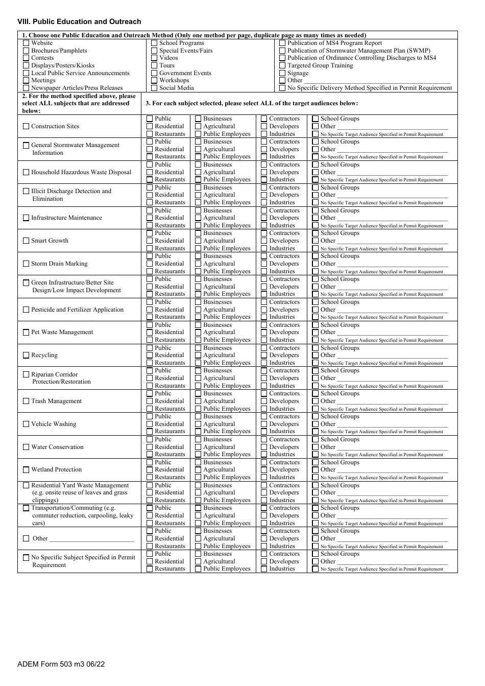 ADEM Form 503 Notice of Intent - Npdes General Permit Number Alr040000 (Ms4 Phase II) - Alabama, Page 27