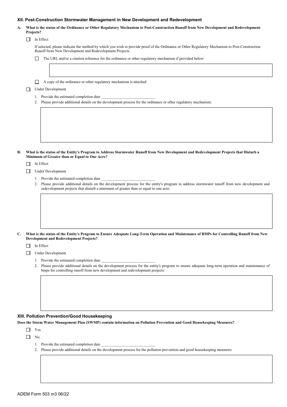 ADEM Form 503 Notice of Intent - Npdes General Permit Number Alr040000 (Ms4 Phase II) - Alabama, Page 31