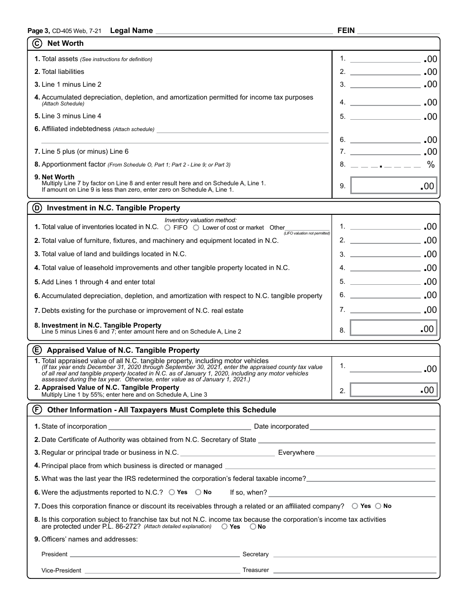 Form CD-405 Download Printable PDF or Fill Online C-Corporation Tax ...