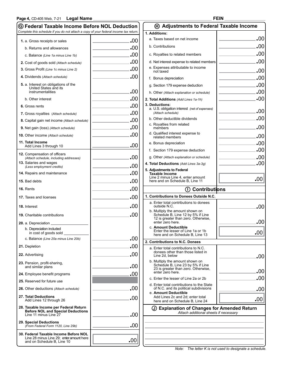 Form Cd-405 Download Printable Pdf Or Fill Online C-corporation Tax 