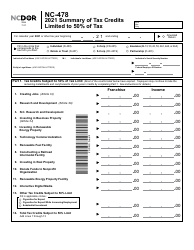 Form NC-478 Summary of Tax Credits Limited to 50% of Tax - North Carolina, Page 2