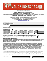 Document preview: Festival of Lights Parade Participation Application - Town of LaGrange, New York, 2022