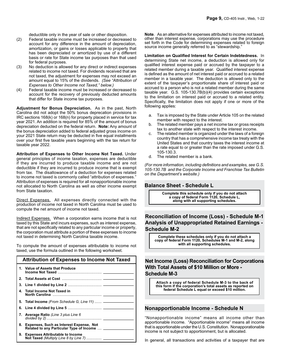 Download Instructions for Form CD-405 C-Corporation Tax Return PDF ...