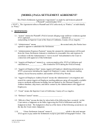 Form LACIV298 &quot;[model] Paga Settlement Agreement&quot; - County of Los Angeles, California