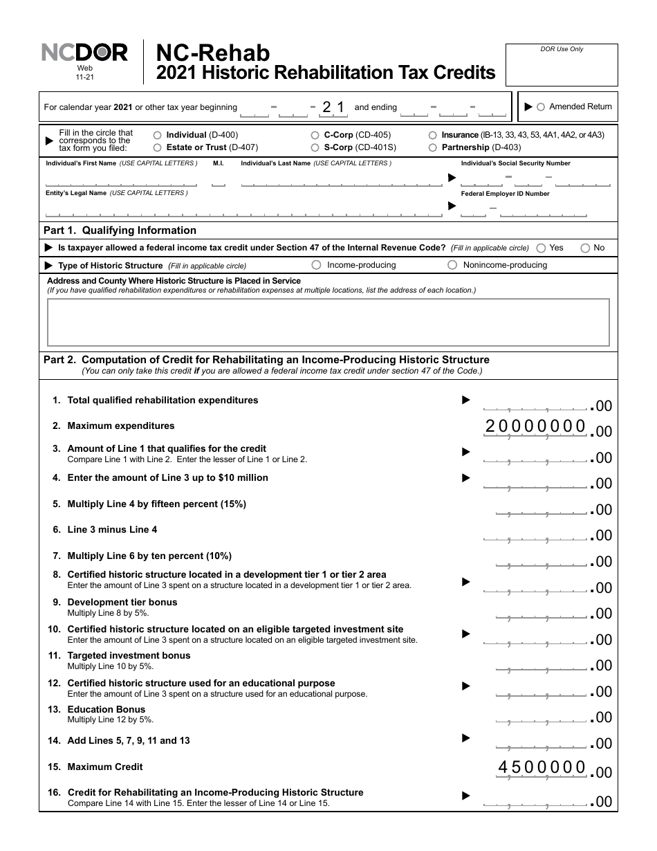 Form NC-REHAB Historic Rehabilitation Tax Credits - North Carolina, Page 2