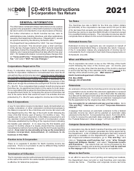 Instructions for Form CD-401S S-Corporation Tax Return - North Carolina