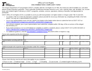 Form 734-5008 &quot;Discrimination Complaint Form&quot; - Oregon