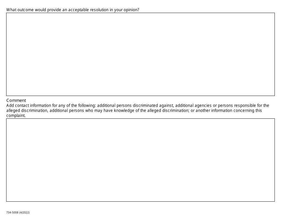 Form 734-5008 Discrimination Complaint Form - Oregon, Page 3
