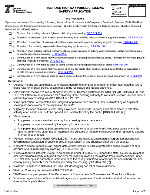 Form 735-9202  Printable Pdf