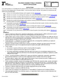 Form 735-9202 Railroad-Highway Public Crossing Safety Application - Oregon