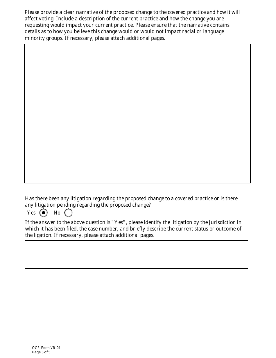 OCR Form VR-01 Request for Certification of No Objection - Virginia, Page 3