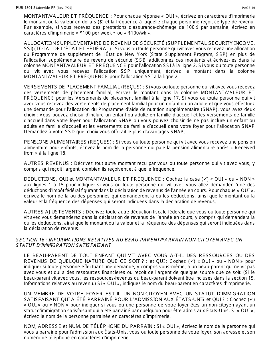 Instructions for Form LDSS-2921-FR New York State Application for Certain Benefits Andservices - New York (French), Page 11